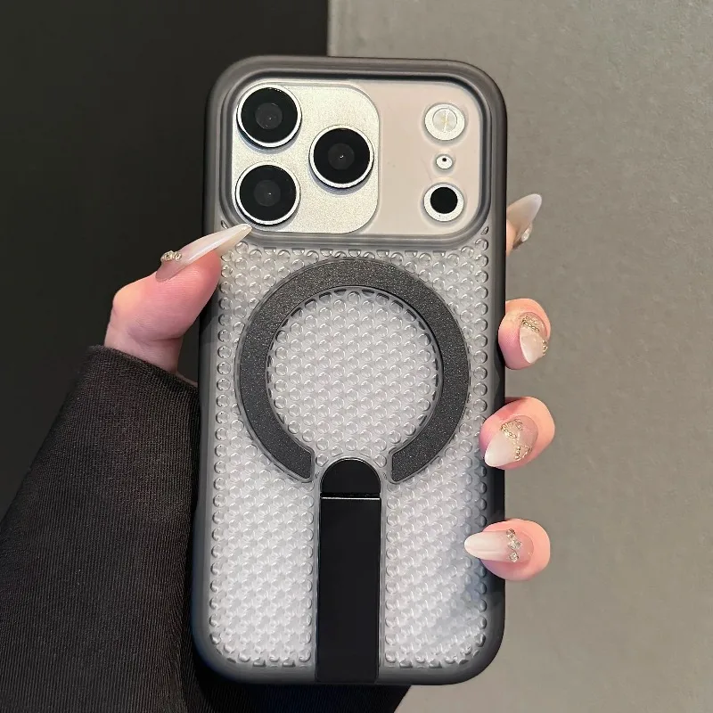 Capa Protetora Magsafe Com Suporte Térmico Em Malha E Ímã (preta Para Iphone 12 Pro Max).