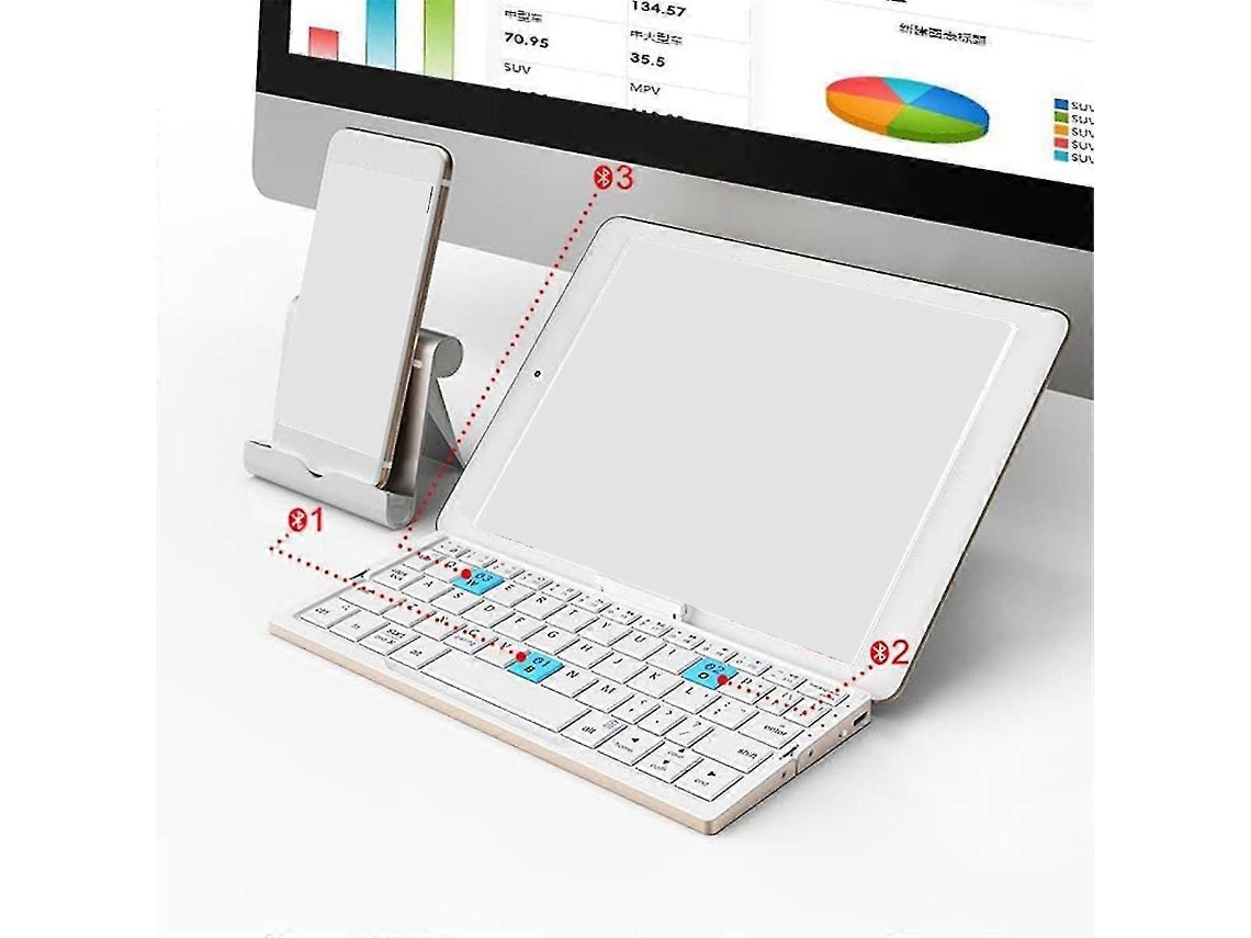 Mini Foldable Bluetooth Keyboard With Phone Stand,aluminum Alloy Folding Bluetooth Keyboard For Tablet, For Phone A Efdafss