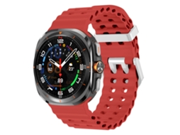 Pulseira Marine Para Samsung Galaxy Watch Ultra 2/1 47mm (2026/2025/2024), Silicone, Desportiva Vermelho Hexinyigjly