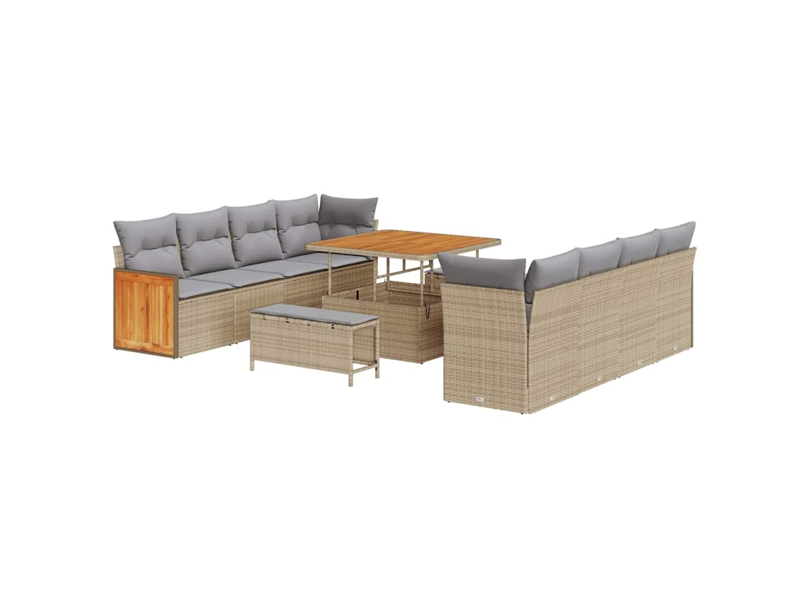 Maison Exclusive - Conjunto De Sofá De Jardim 11 Pcs Bege E Cinza Claro