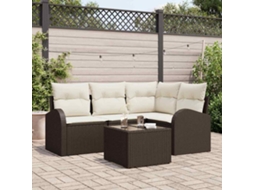 Vidaxl Conjunto De Sofá De Jardim 5 Unid. Marrom E Branco Vime Pe