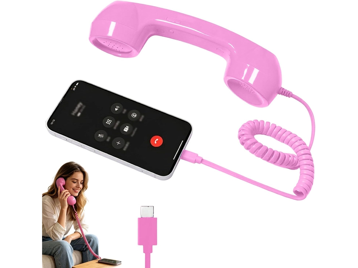 Microfone Genérico Retrô Usb-c Para Smartphones Com Controle De Volume.