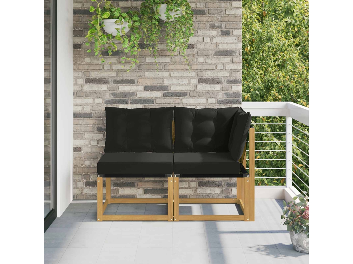 Vidaxl Sofá Médio E De Canto Para Exterior Com Almofada 2 Peça Branco