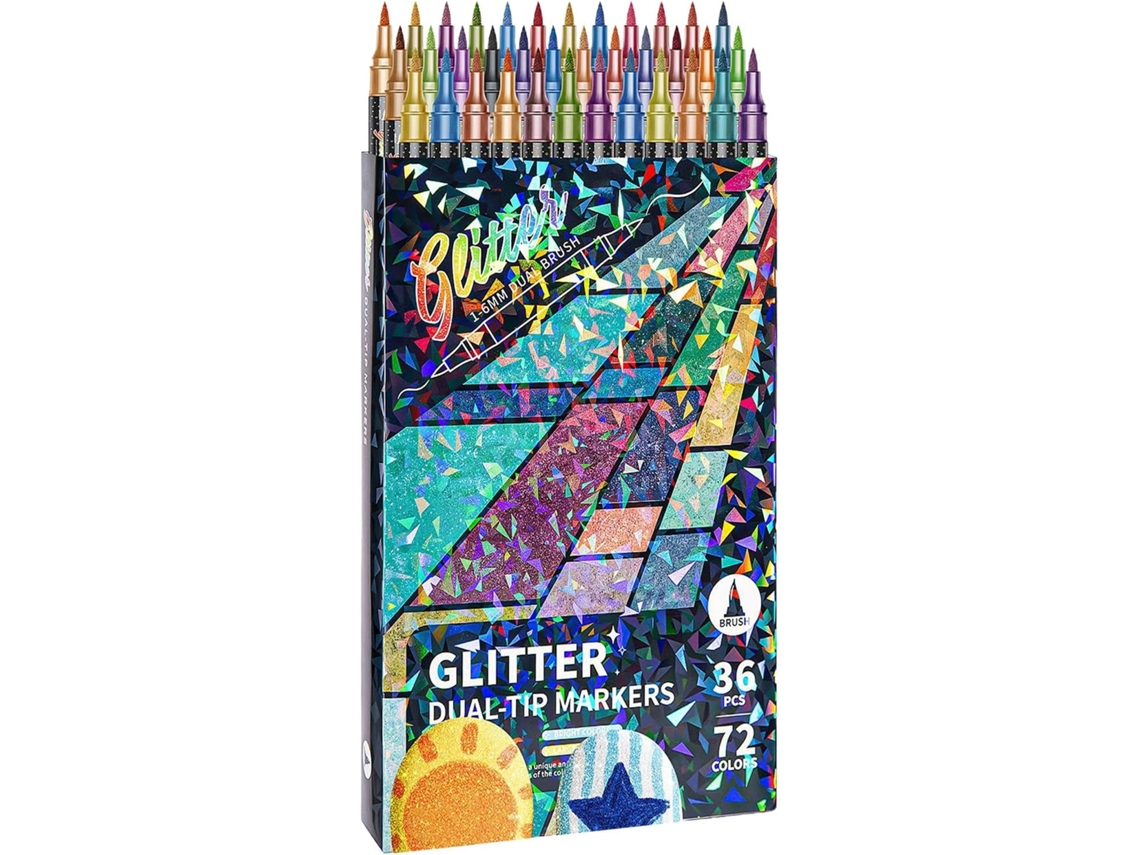 Marcadores Artísticos, Pontas De Precisão E Pincel Com Glitter