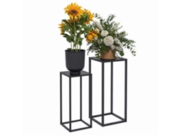Conjunto de 2 suportes CHEZMOI para vasos, 58,5 e 65 cm, aço preto