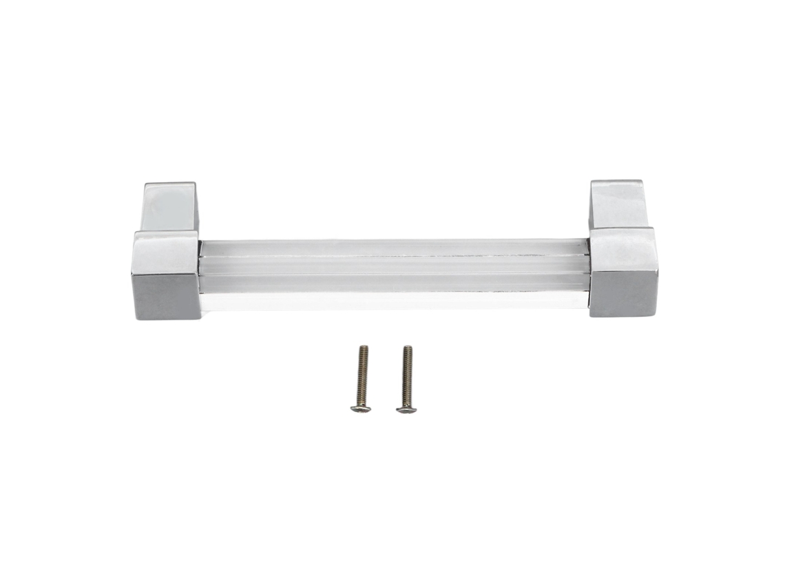Puxadores De Gaveta De Acrílico Cristal 96mm Prata