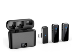 Microfone De Lapela Sem Fios Com Ecrã Lcd E Estojo De Carregamento Mini Microfone De Lapela Sem Fios Com Redução De Ruído Em Tempo Real Stelasplen