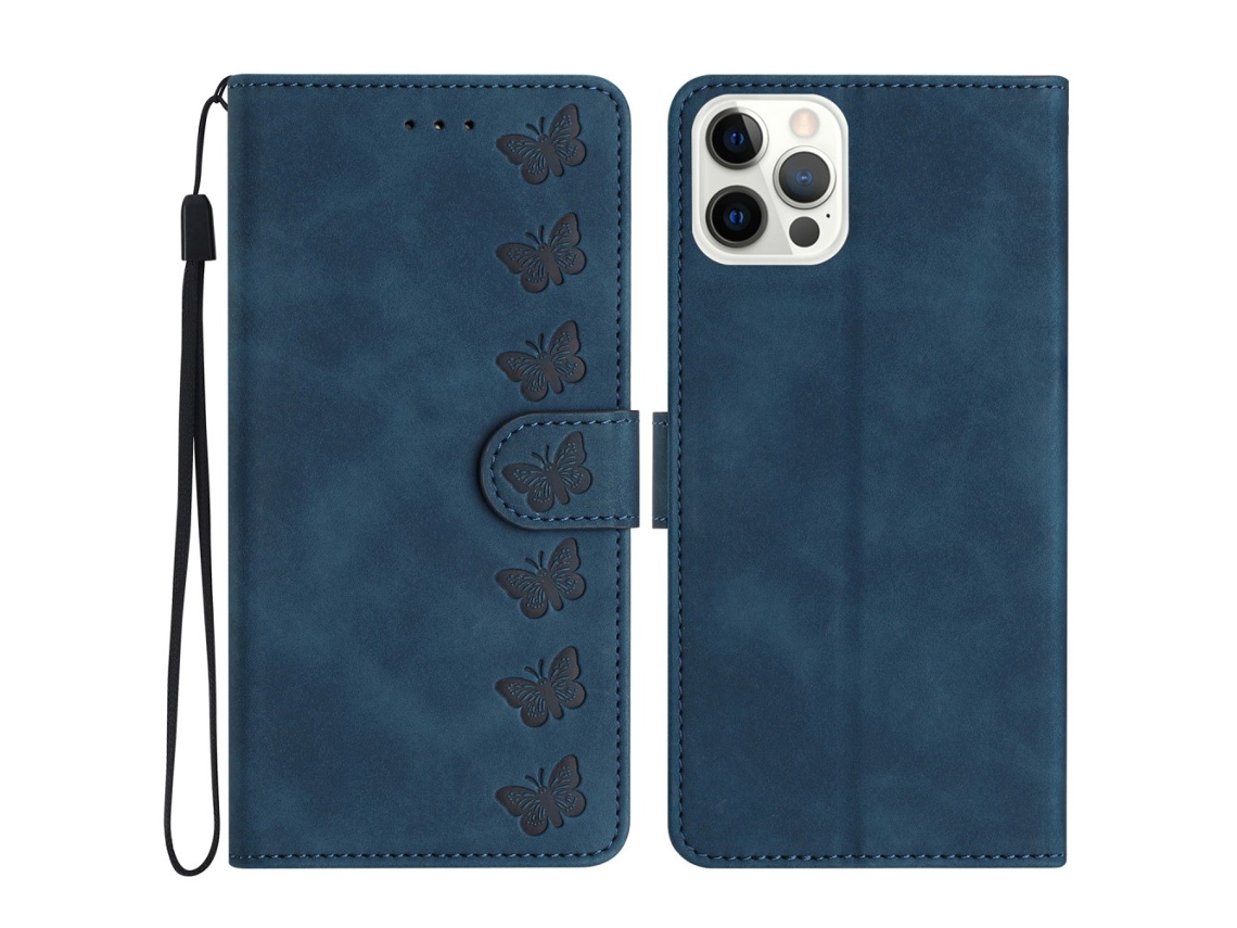 Capa Para Iphone 15 Pro Pele Sintética Azul
