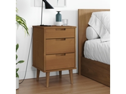 Vidaxl Mesa De Cabeceira Molde 40x35x65 Cm Pinho Maciço Castanho