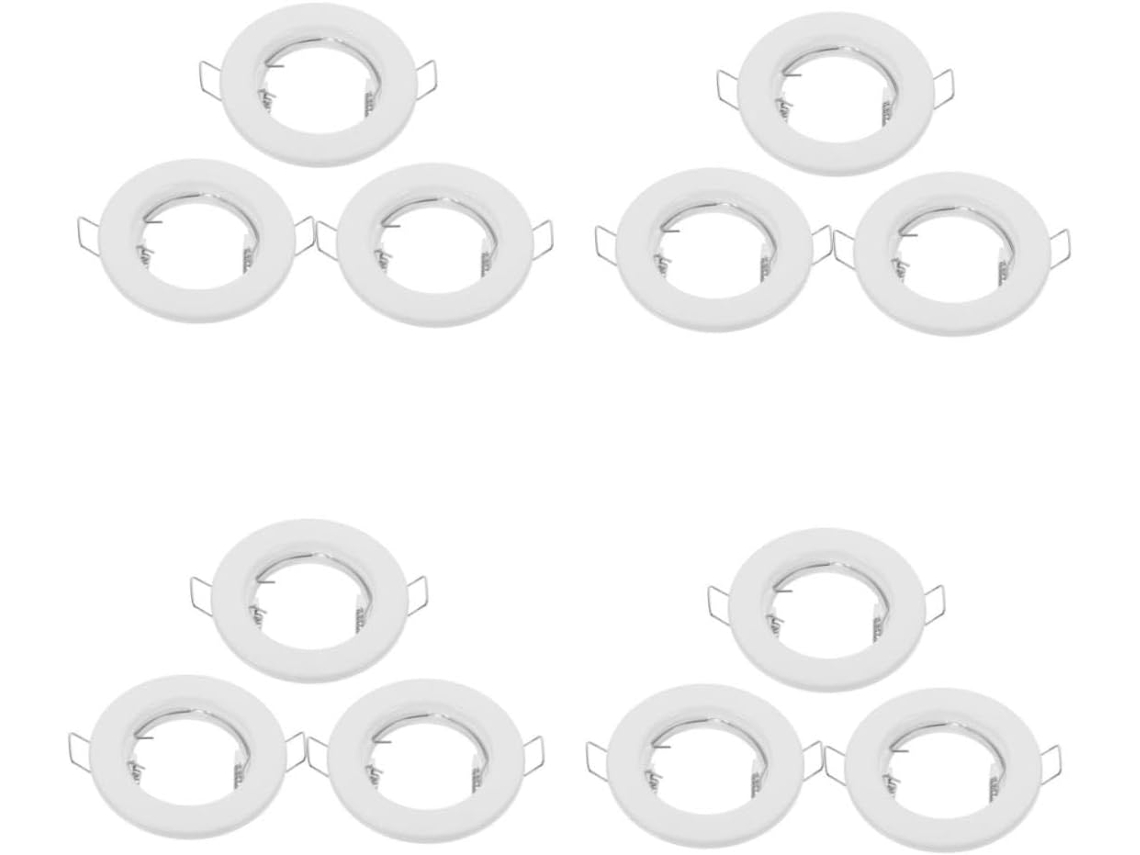 Conjunto de 12 Peças com 3 Acessórios de Embutir em Metal para Luminária Mr16gu10, em Folha de Flandres, com Moldura. SFUSHOS