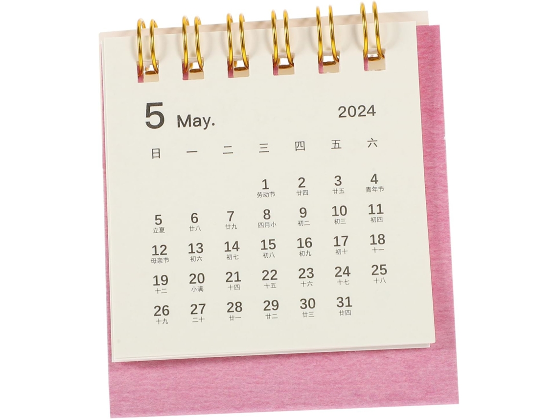 Calendário De Mesa Com Encadernação Em Espiral, Feito Papel Grosso.