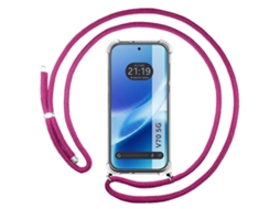 Capa Tumundosmartphone Transparente Para Vivo V70 5g Com Correia Rosa Fúcsia