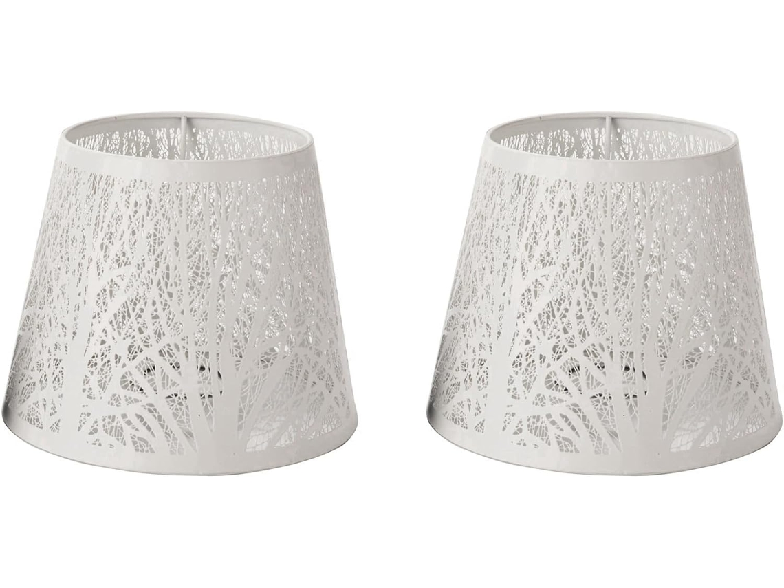 2 X Abajur Metálico Em Formato De Barril Com Estampa Para Luminária De Mesa Ou Parede, Branco Gokoco