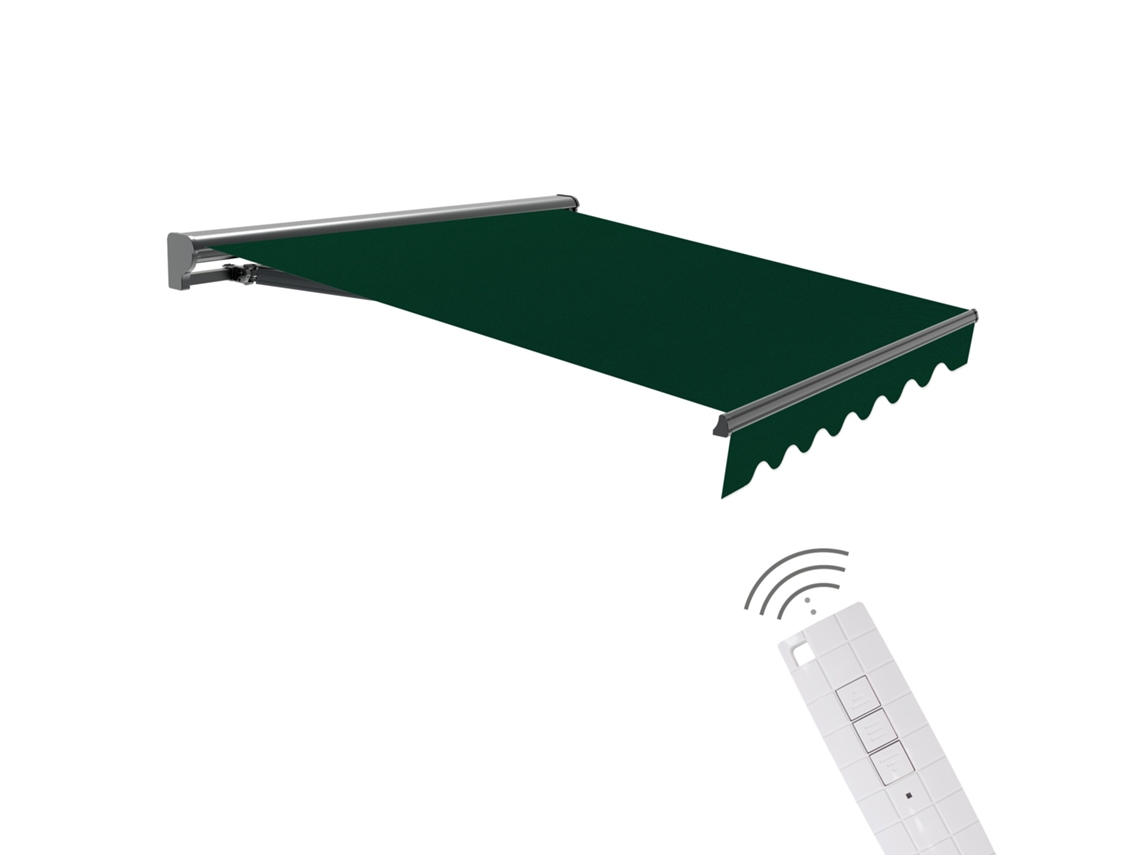 Wasabi - Toldo Motorizado Exterior 4x2,5 Verde Poliéster – Enrolamento Com Controle Remoto – Semicofre Antracita Plus – Lona Proteção Solar Uv
