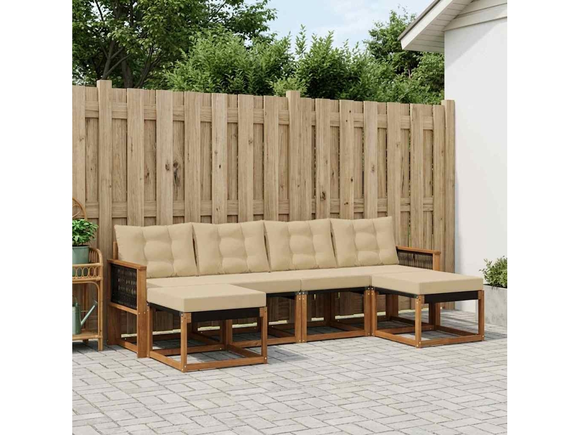 Vidaxl Conjunto De Sofás Para Exterior 6 Pcs Natural E Bege