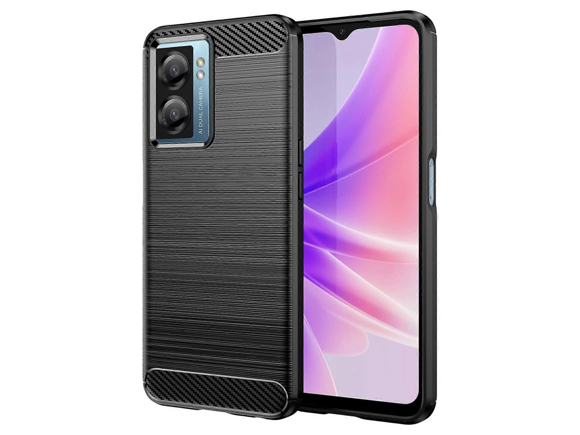 Capa De Tpu Com Textura Escovada E Fibra De Carbono Para Oppo A57s