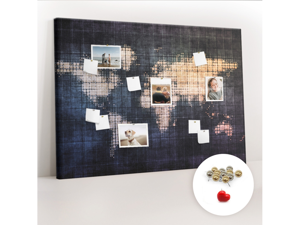 Painel De Cortiça Para Parede Mapa-múndi Abstrato Para O Escritório Espelharte (140x100 Cm)
