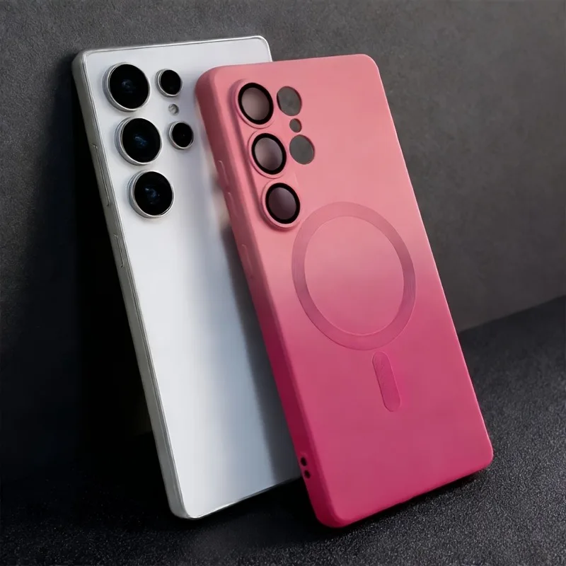Capa De Celular Magnética De Luxo Com Efeito Degradê (rosa Para Galaxy S26), Capa Macia.