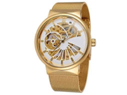 Reloj Automático Mecánico Impermeable Para Hombre Con Correa De Malla De Acero Forsining (oro Blanco)