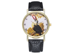 Reloj Unisex De Cuarzo Con Correa De Cuero Pu Moda Dial Romanos Patrón Animal Negro