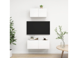 2 Pcs Conjunto De Móveis De Tv | Armário Para Tv | Suporte De Tv Derivados De Madeira Branco Wsd997457 Lovely Home