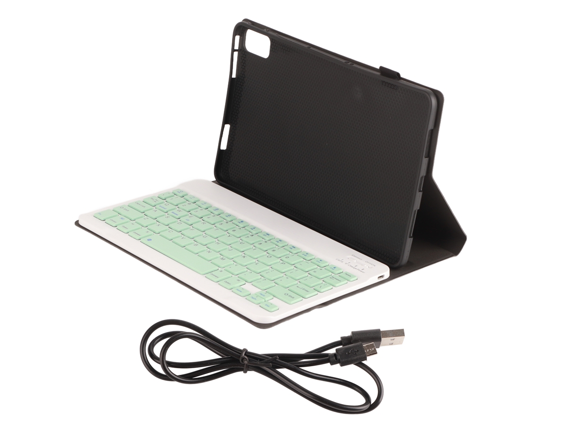 Teclado sem fio Speedy de 10 polegadas com teclas quadradas para Huawei Matepad 10.4, capa de couro verde.