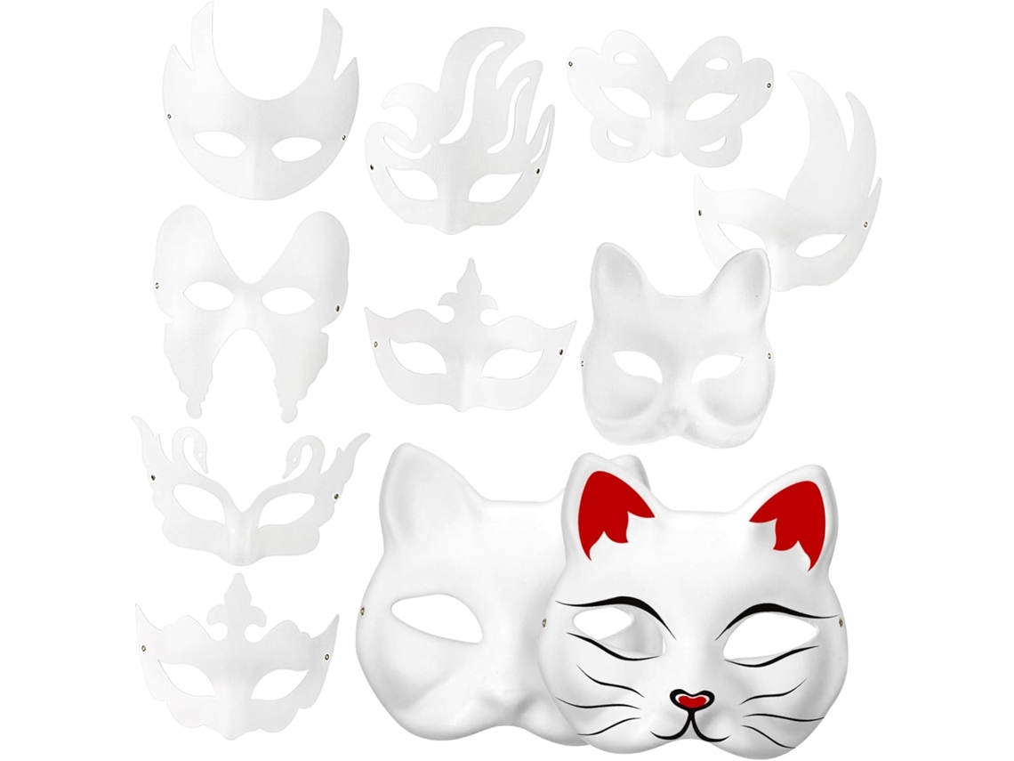 De 20 Máscaras De Carnaval Para Decoração Diy, Máscaras De Cosplay Sem Pintura Para Mulheres, Acessório Para Festa.