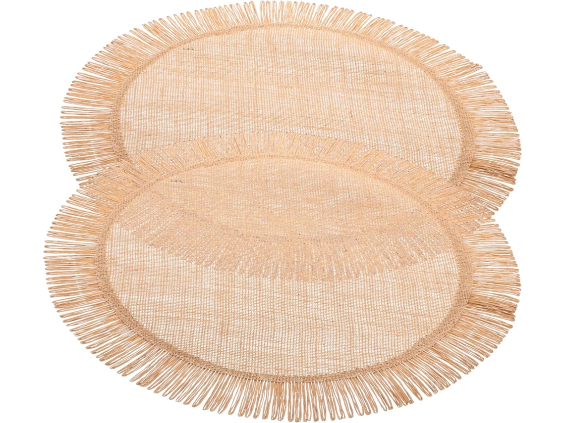 Jogo Americano Redondo De Tecido Trançado, Cor Natural, Isolante Térmico, Para Uso Doméstico, Em Salas Jantar E Vayotoy