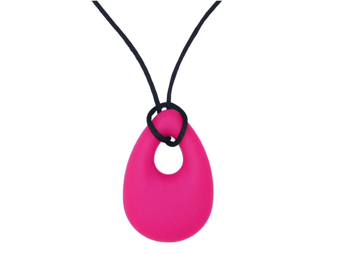 Colar De Mastigação Para Bebê Em Silicone Macio Pingente Lágrima Cor Rosa Vermelha