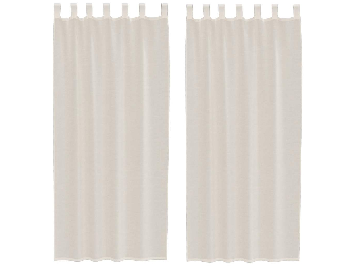 Cortinas de Voile com Aba 2 Pcs Creme MAISON EXCLUSIVE