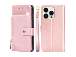 Capa Pega Para Iphone 15 Pro Pele Sintética Rosa