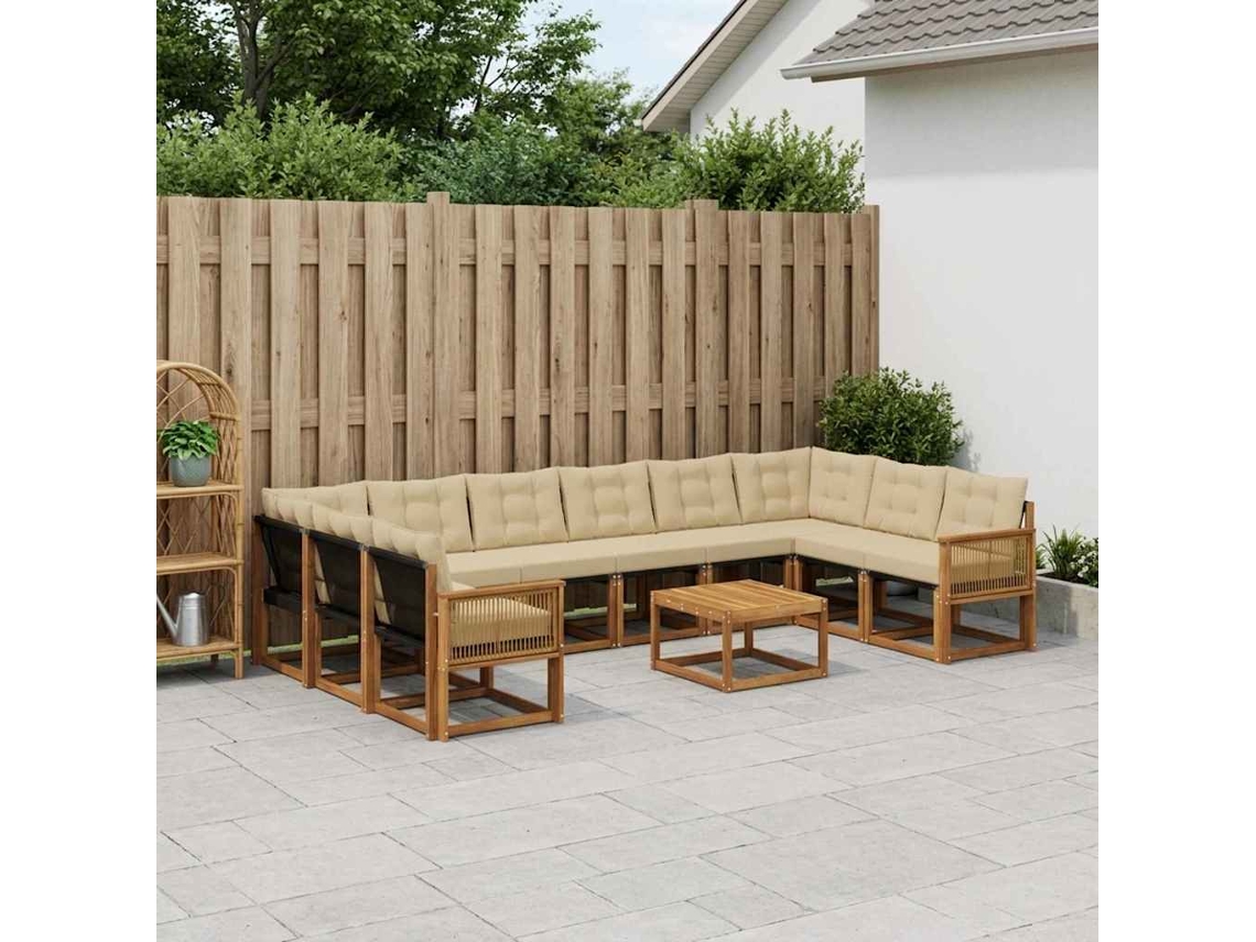 Vidaxl Conjunto De Sofás Para Exterior 11 Unid. Natural E Bege