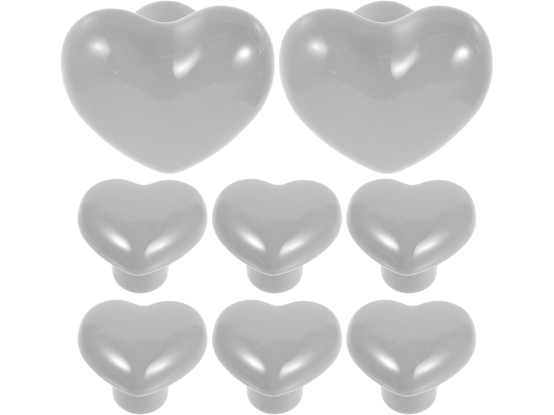 Conjunto De 8 Puxadores Decorativos Em Cerâmica Formato Coração Para Armários Cozinha Resistentes À Corrosão E Seguros