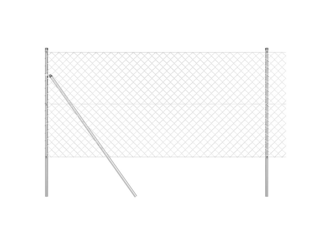 Conjunto 1 Poste De Cerca Vidaxl Prateado Aço (25 X 1,2 M)
