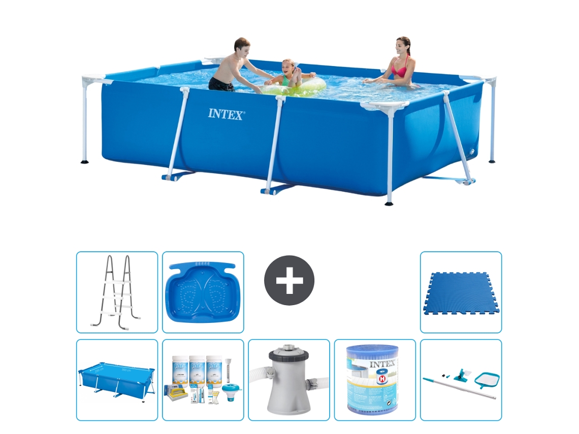 Intex Piscina Com Estrutura Retangular - 300x200x75 Cm - 9-peças S30219