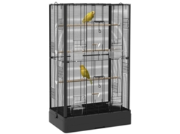 Aviário Gaiola com Portas Empoleiradas para Canários e Periquitos (61x36,5x98cm) Preto | S/MARCA