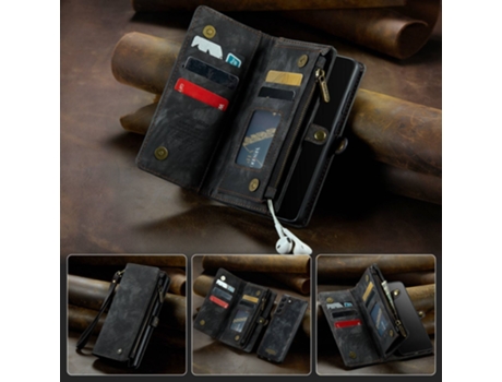 Capa Split Multifuncional Fe Para Samsung Galaxy S21 Caseme Pele Sintética Preto