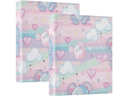 Pasta Escolar Com Estampa De Ursinho Pelúcia, 1 2 Polegada, 3 Argolas Com Bolsos Internos, Pacote Com 1 2 Unidade, Pasta