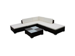 Maison Exclusive - 6 Pcs Conjunto Lounge Jardim C/ Almofadões Vime Pe Castanho