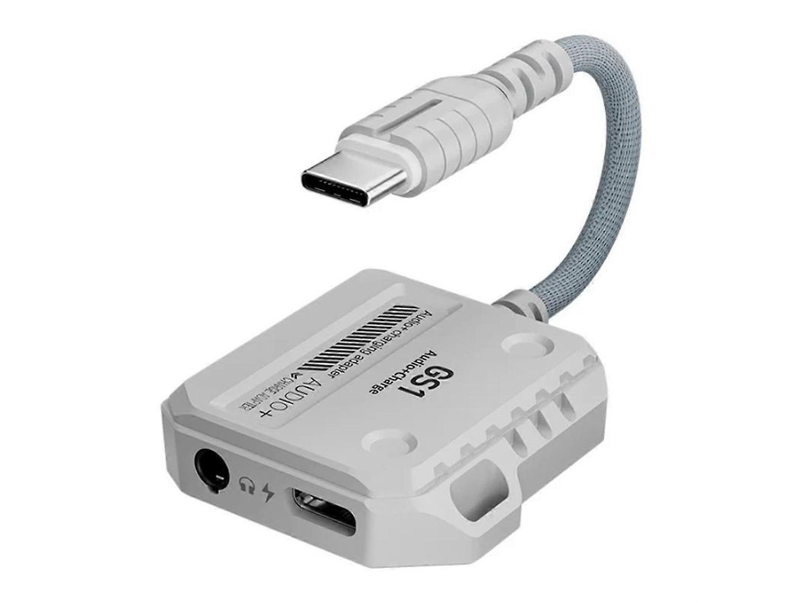 Yuru conversor de Fone de Ouvido 2 em 1 Plextone Gs1 com Interface Type c, Suporta Carregamento Rápido 60w para Celular