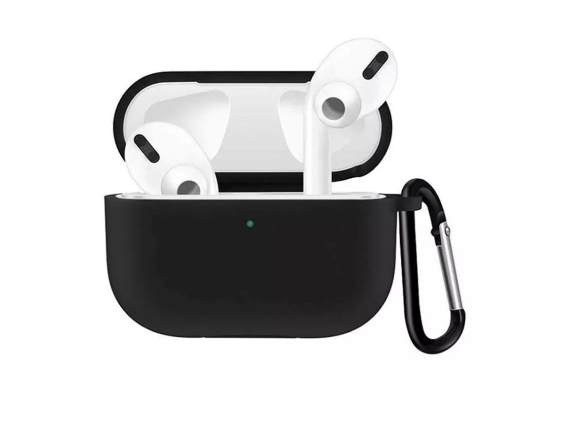 Capa Zruxe Para Apple Airpods Pro Silicone Preta Com Mosquetão (proteção Total, Acessório De Transporte)