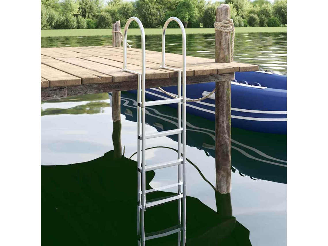 Vidaxl Escada De Ancoragem De 4 Degraus Prateado 45 ×11,5 ×162 Cm