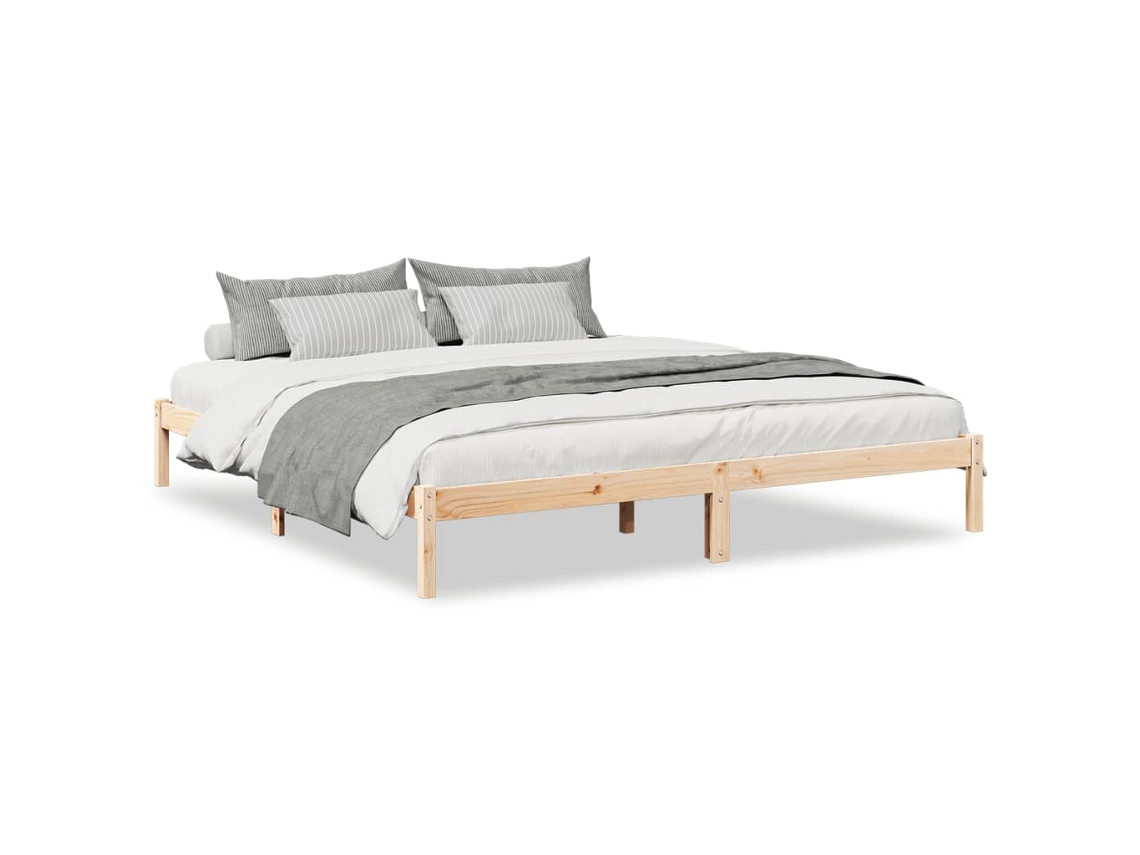 Cama Extra Longa Sem Colchão MAISON EXCLUSIVE Madeira de Pinho Maciça 200x210 cm
