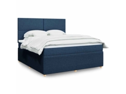 Vidaxl Cama Com Molas/colchão 180x200 Cm Tecido Azul