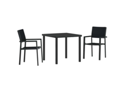 Maison Exclusive - Conjunto De Jantar Para Jardim 3 Pcs Preto Aço Revestido A Pó