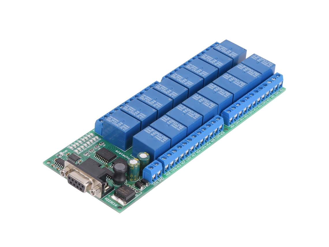 Módulo de Relé 16 Canais Interface DB9 RS232 Comando Automático