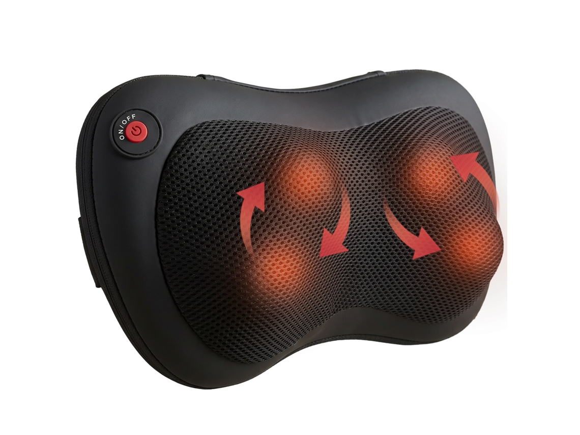 Almofada De Massagem Aquecida Para Pescoço E Costas, Preta, Moderno, Elegante, Funcional, Resistente, Compacto
