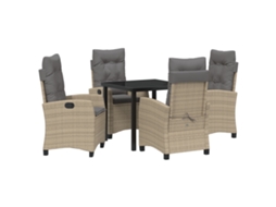 Conjunto 5 De Jantar De Jardim Vidaxl Com Almofadas Bege Vime Polietileno