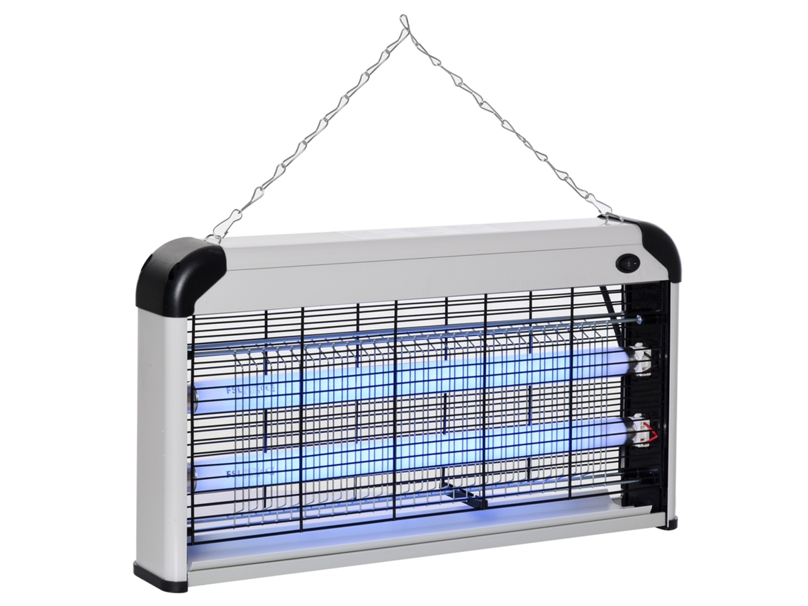 Mata-insetos Elétrico Para Uso Interno E Externo Com Lâmpada Uv Para Mosquitos, Área De Até 60m², 30w, Preto E Prata.