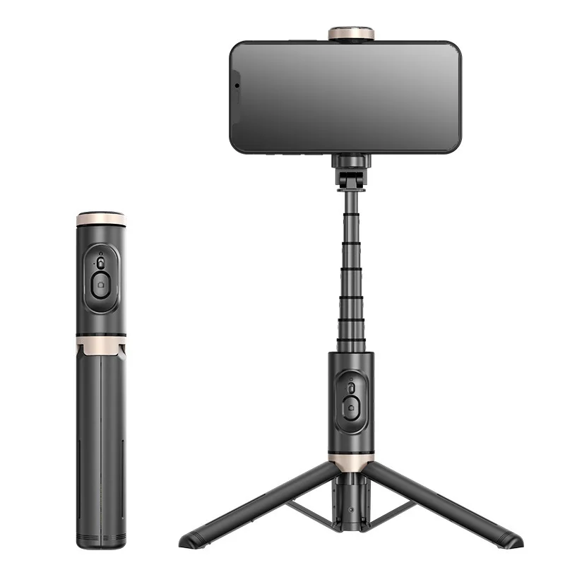 Bastão de Selfie 3 em 1 com Tripé, em Liga de Alumínio, Bluetooth e Telescópico MDUG (preto)